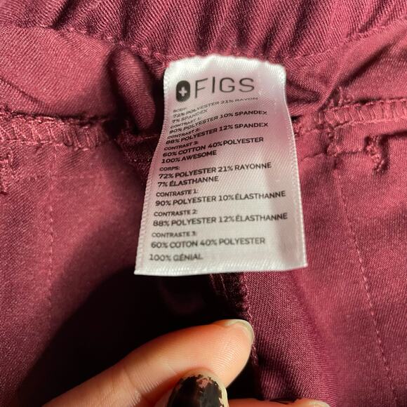 FIGS Disney Maroon Scrub Bottoms Extra Small XS Mickey Mouse‎ Burgundy Joggers - Picture 5 of 9